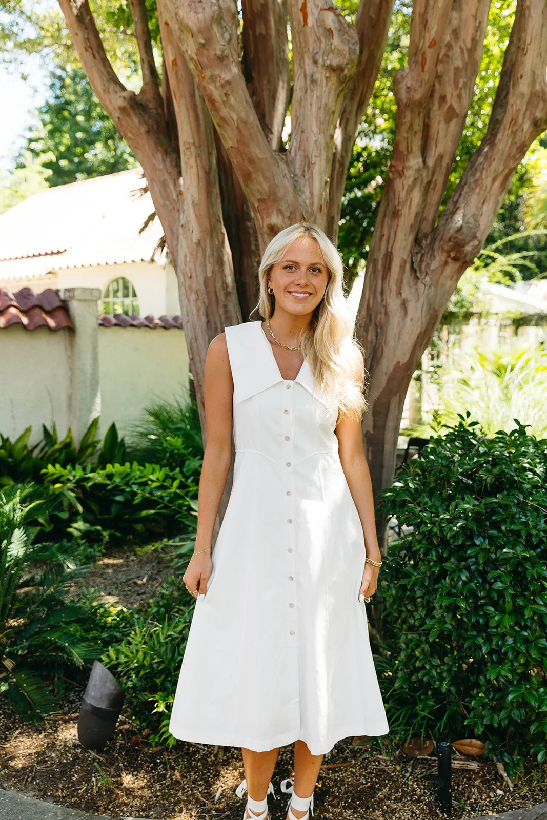 Here And There Midi Dress - White