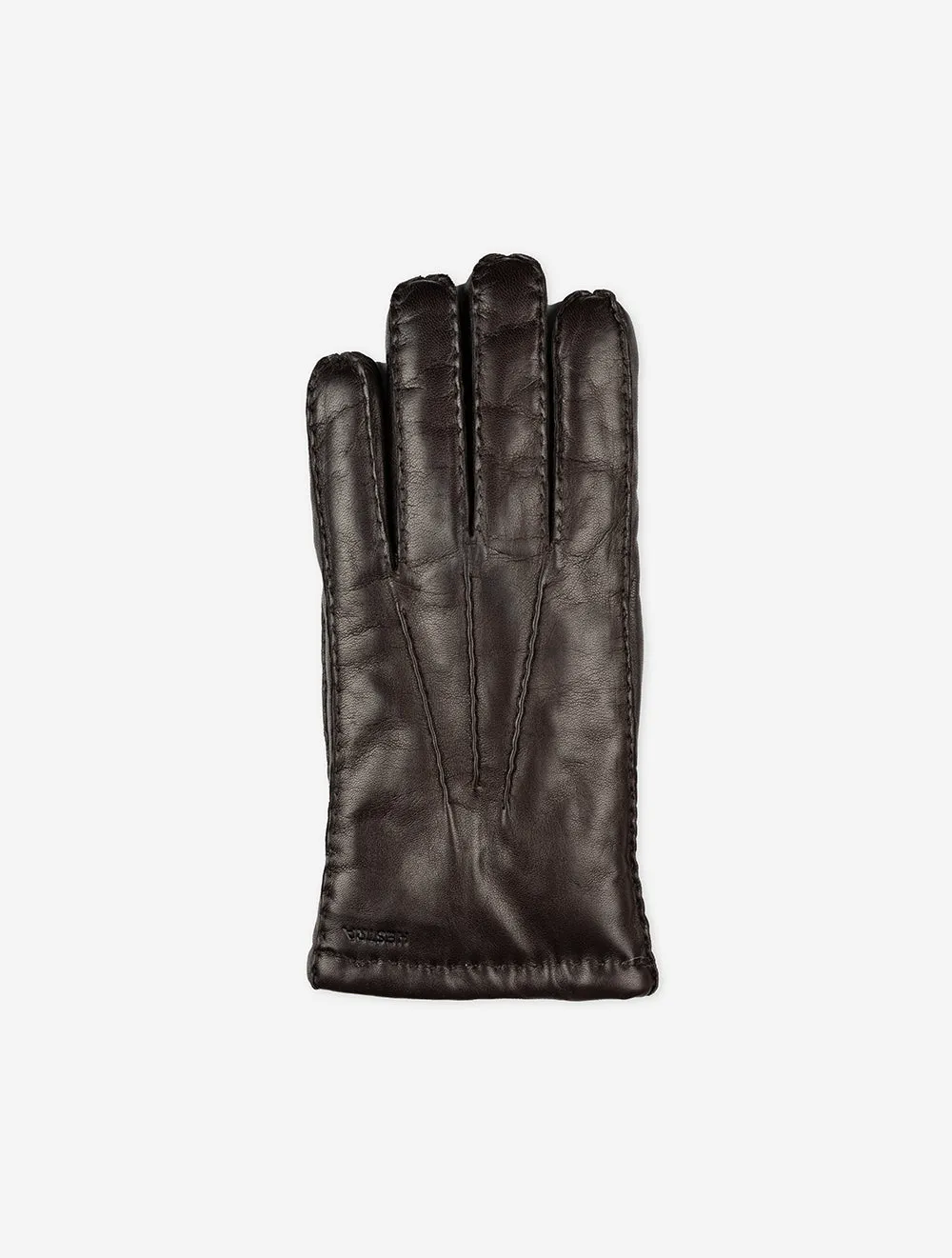 HESTRA Sheeplined Leather Gloves Espresso