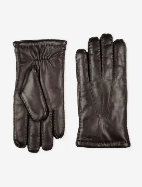 HESTRA Sheeplined Leather Gloves Espresso