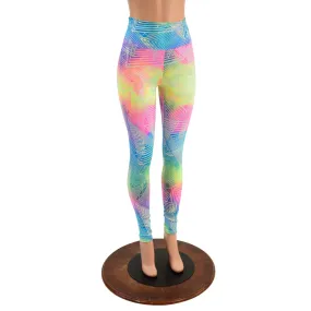 High Waist Leggings in Spectrum Holographic OVERSTOCK Ready To Ship