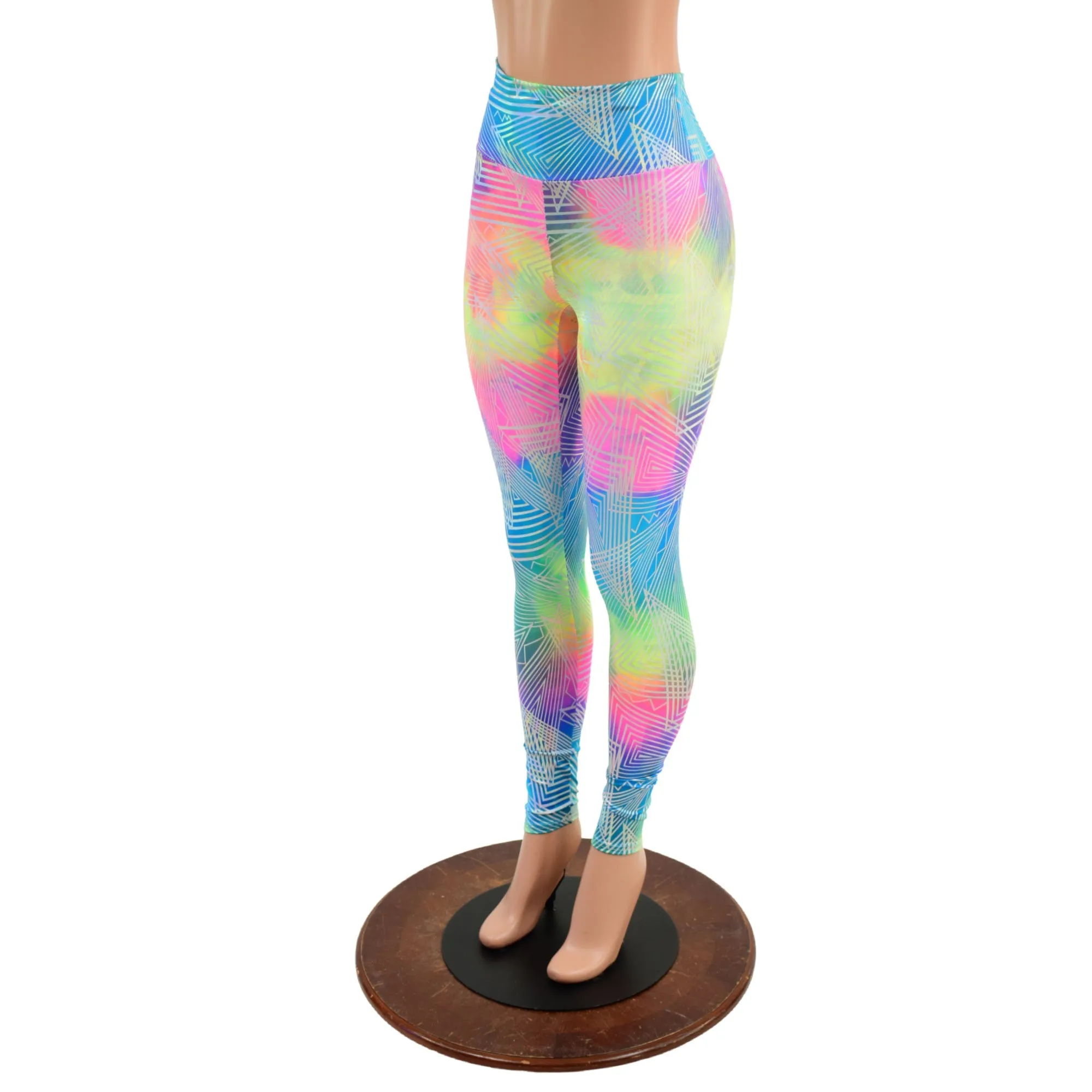 High Waist Leggings in Spectrum Holographic OVERSTOCK Ready To Ship