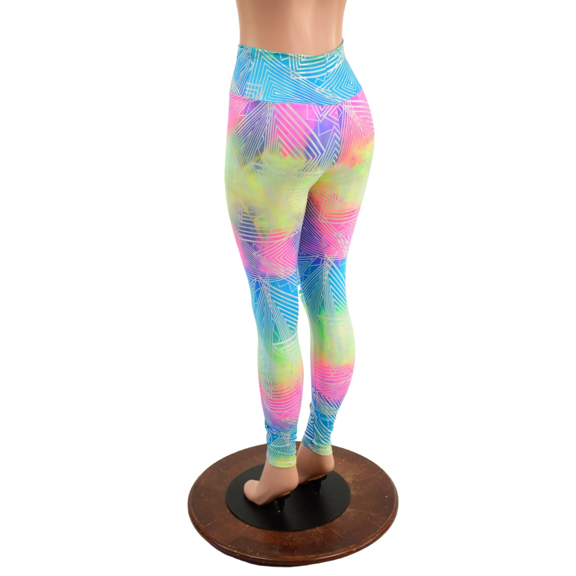 High Waist Leggings in Spectrum Holographic