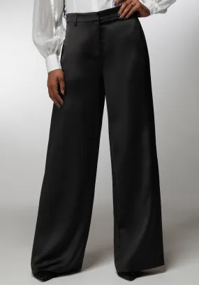 High Waist Satin Ultra Wide Leg Pant