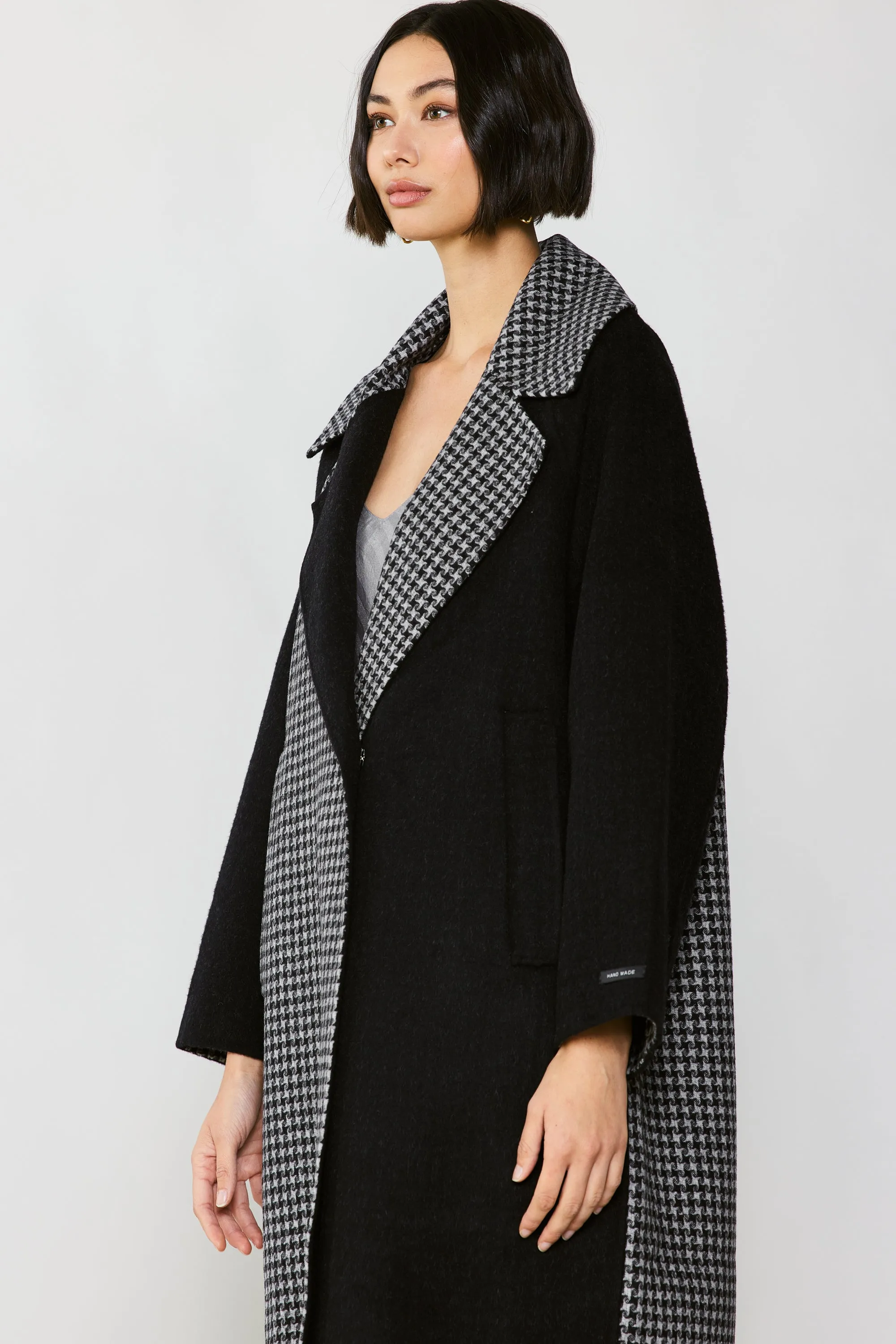 Houndstooth Oversized Wool Coat