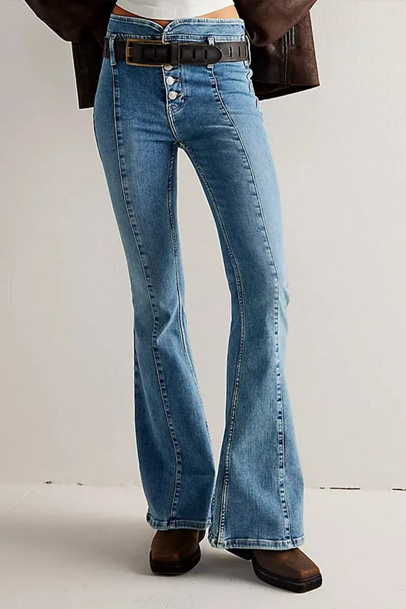 HPS1178 High-Rise Flared Button-Up Jeans Pants