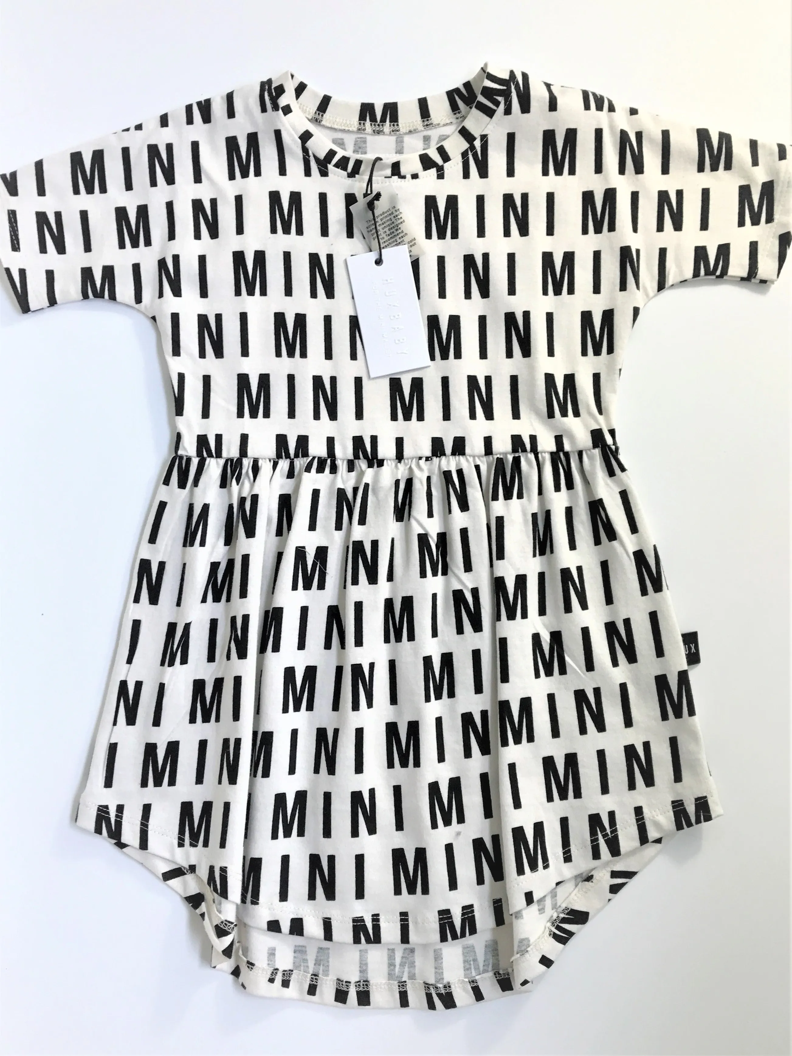 HUXBABY  Blk/Wht MINI MINI Waisted 100% Organic Cotton Dress