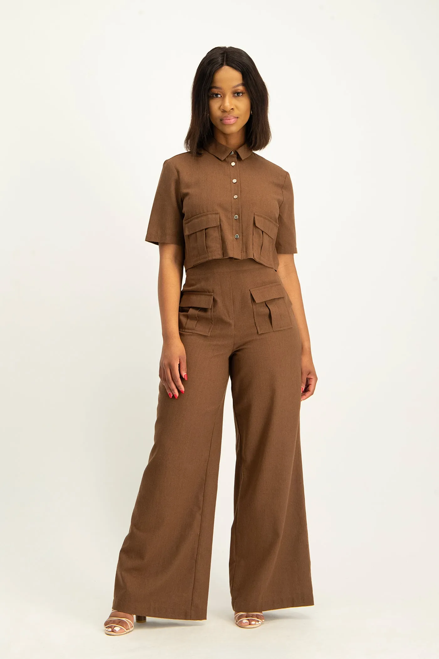 Kai High Waist Linen Pant - Pinecone