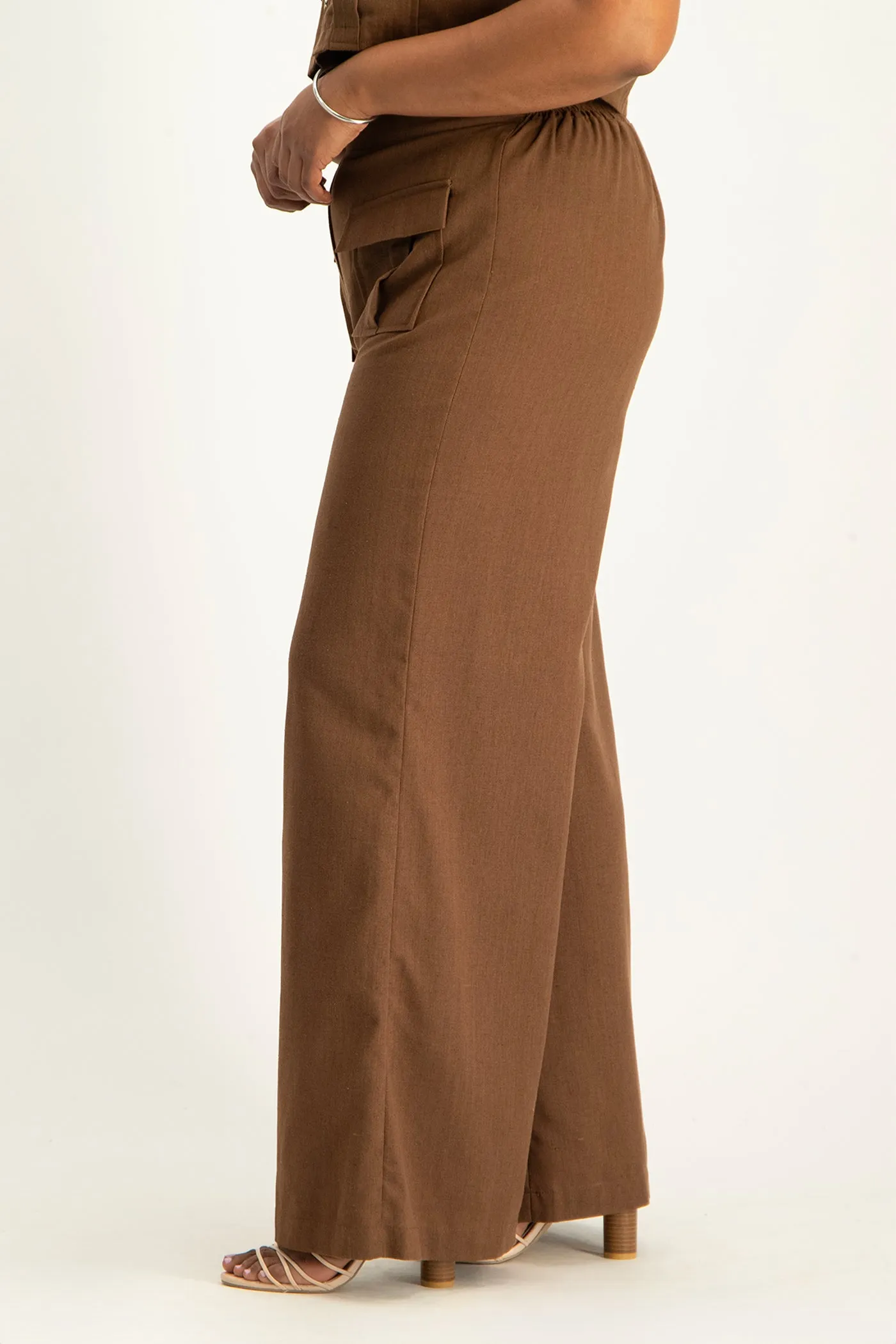 Kai High Waist Linen Pant - Pinecone