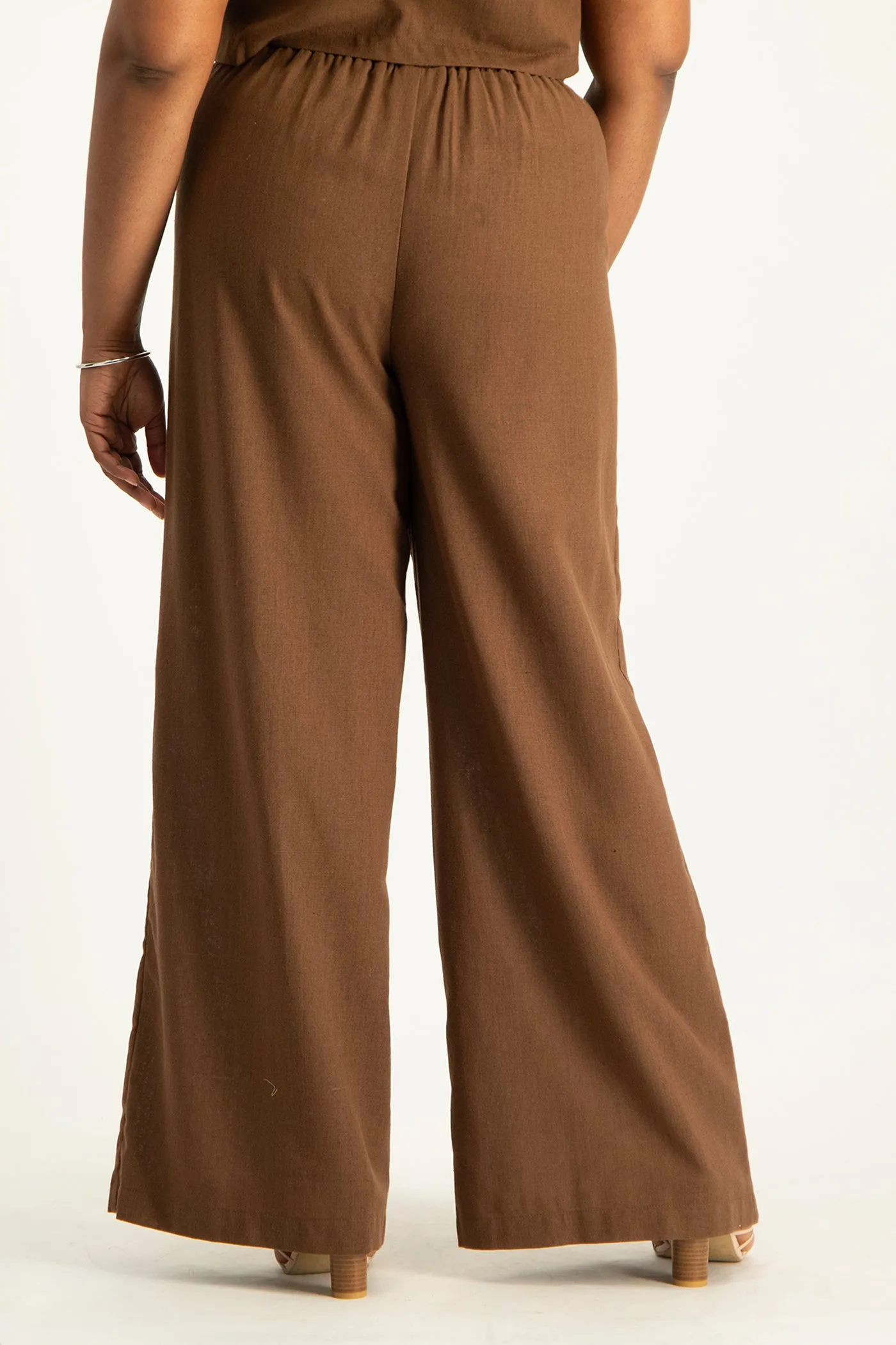 Kai High Waist Linen Pant - Pinecone