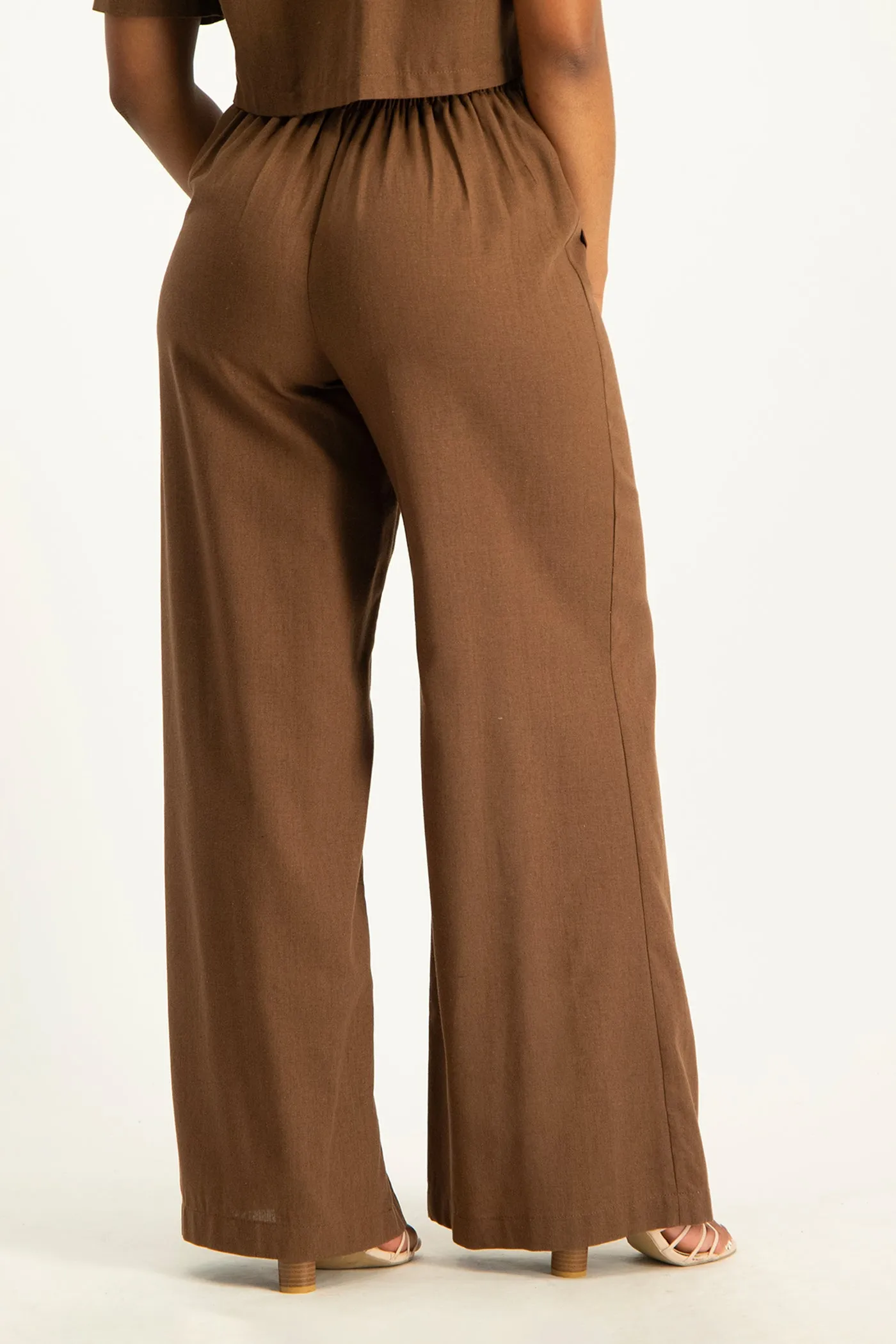 Kai High Waist Linen Pant - Pinecone