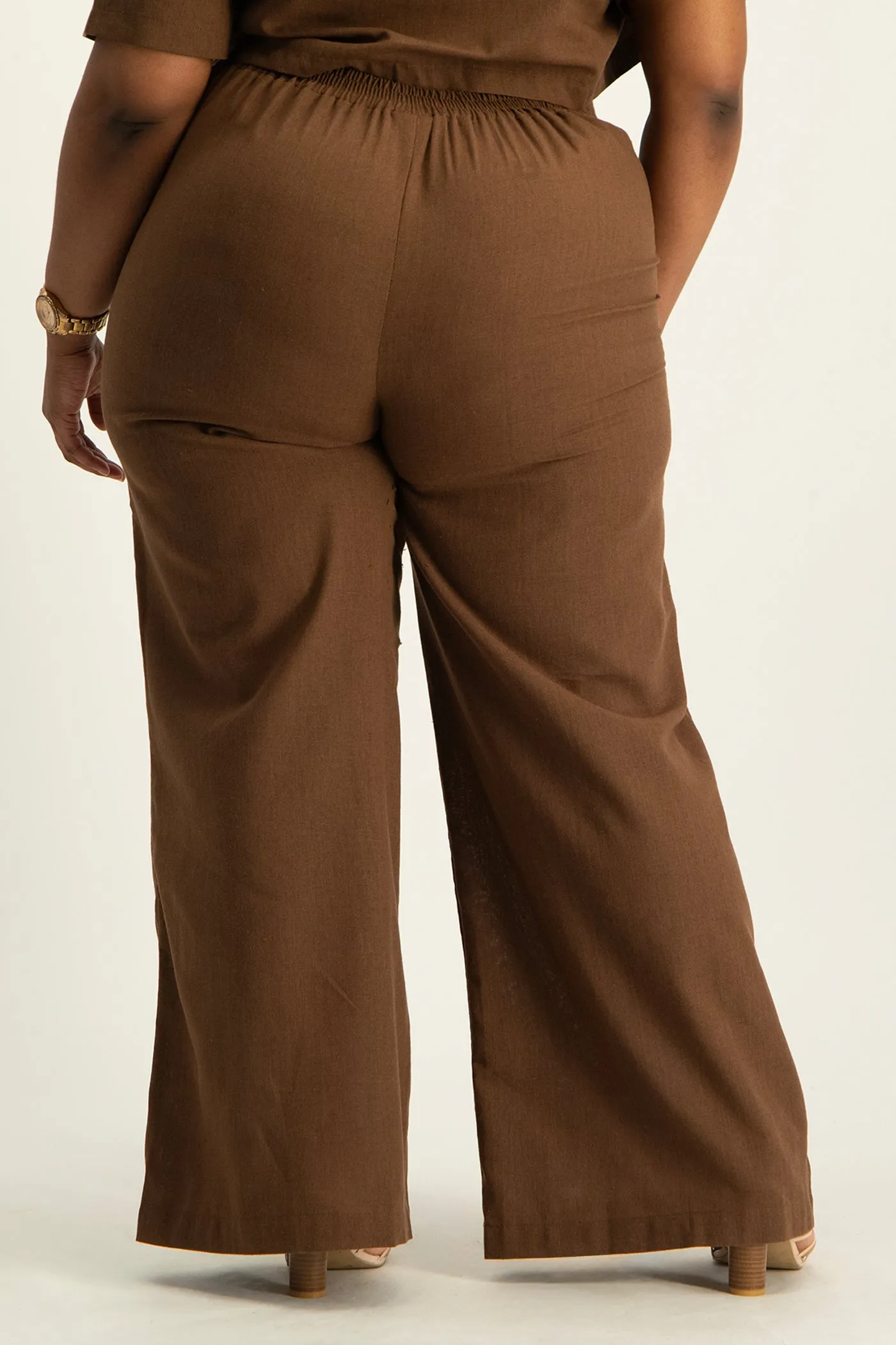 Kai High Waist Linen Pant - Pinecone