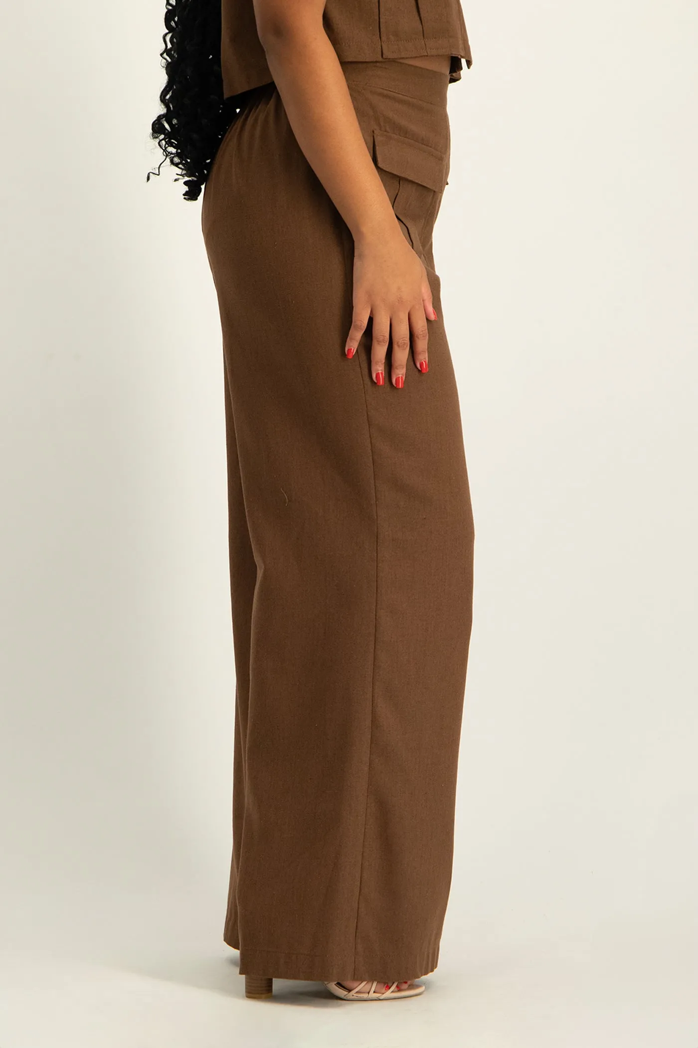 Kai High Waist Linen Pant - Pinecone