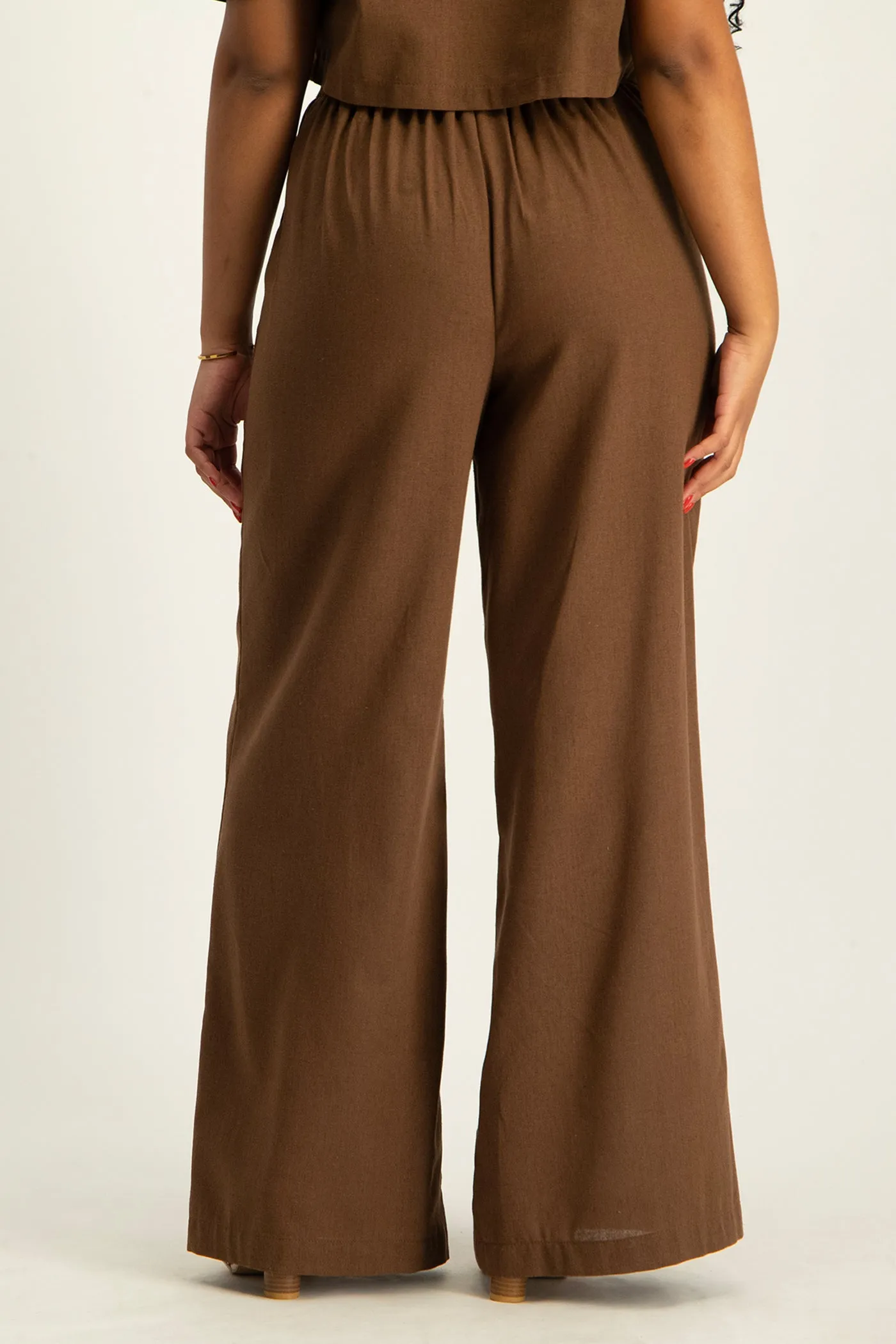 Kai High Waist Linen Pant - Pinecone