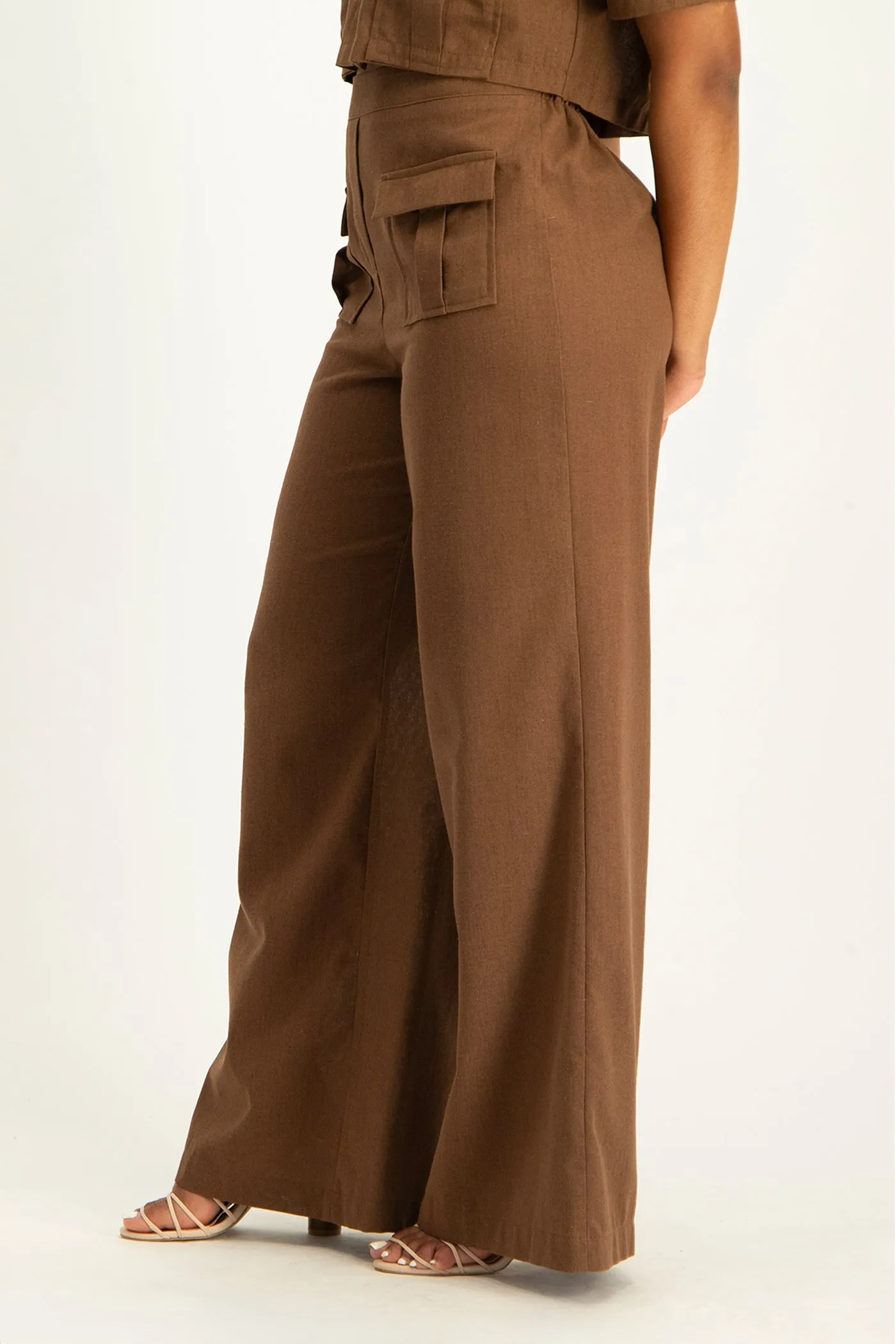 Kai High Waist Linen Pant - Pinecone