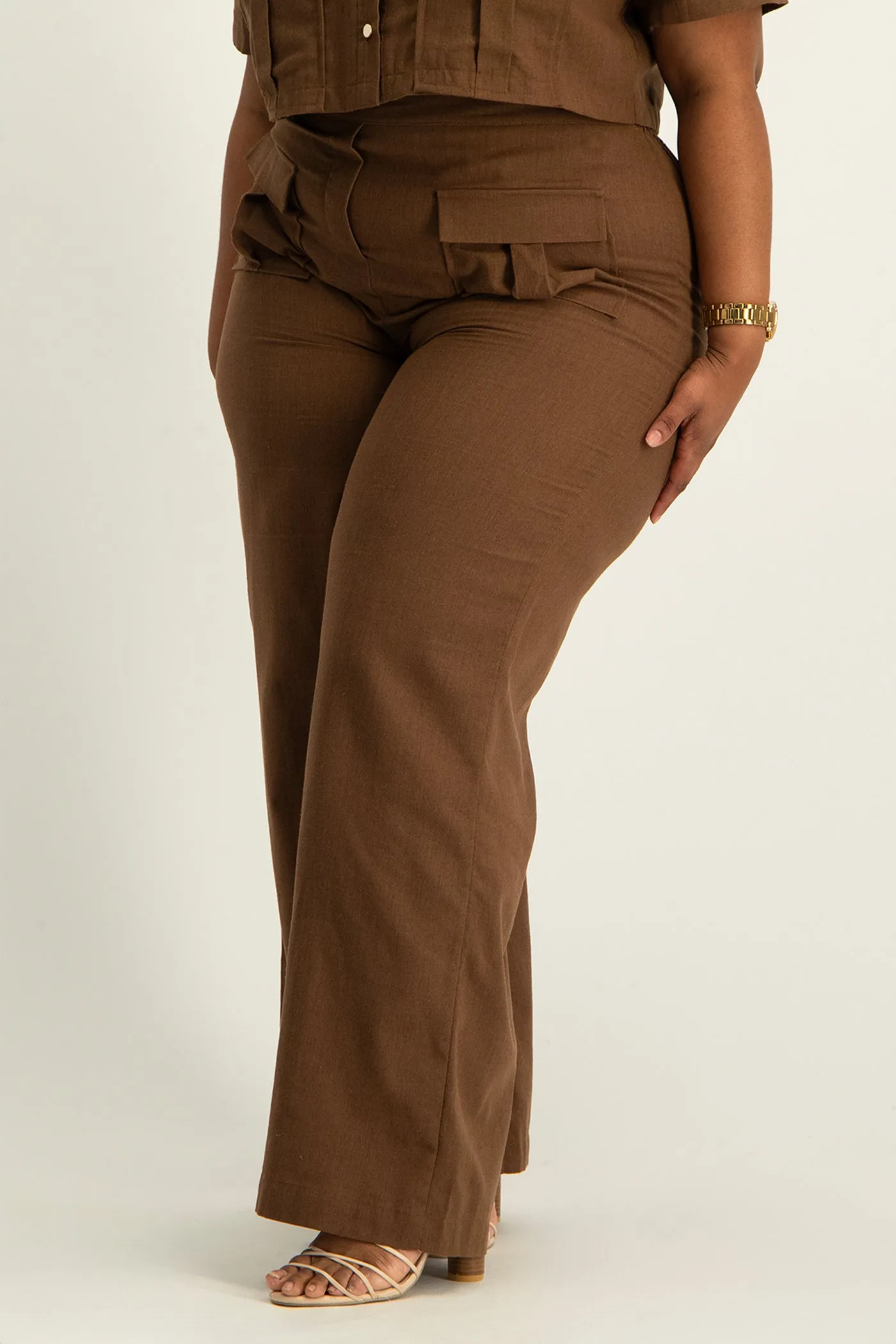 Kai High Waist Linen Pant - Pinecone