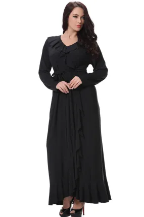 Ketty More Women Plus Size V-Neck Long  Slit Gown Maxi Dress-KMWD382