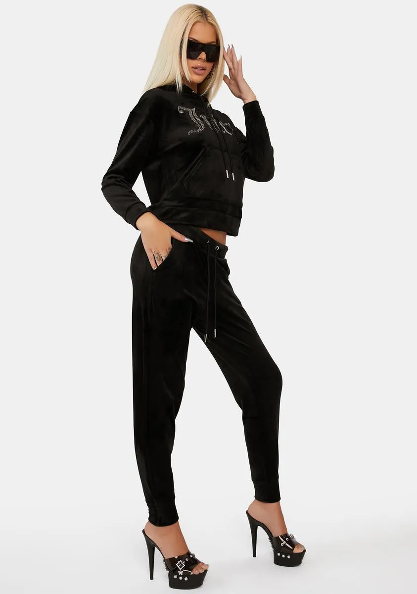 Liquorice Big Bling Velour Joggers