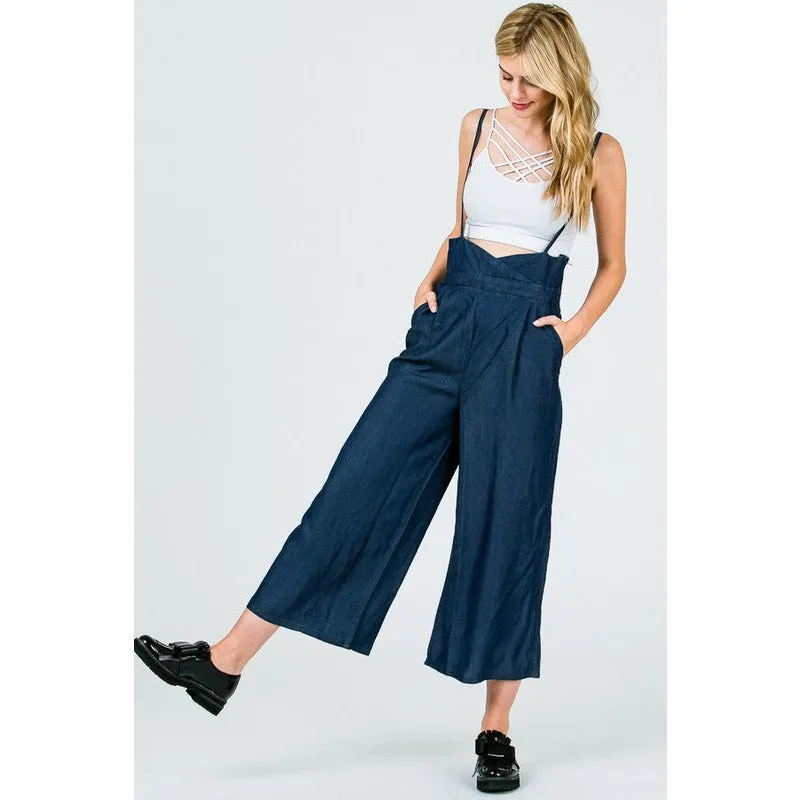 LITZ LA Tencel High Waist Suspender Wide  Leg Jumpsuit