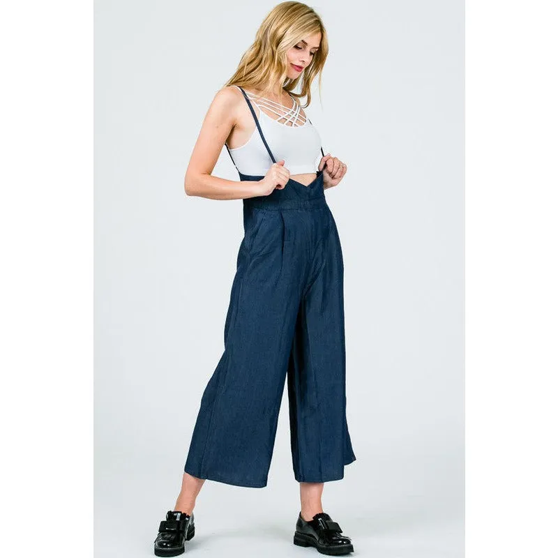 LITZ LA Tencel High Waist Suspender Wide  Leg Jumpsuit