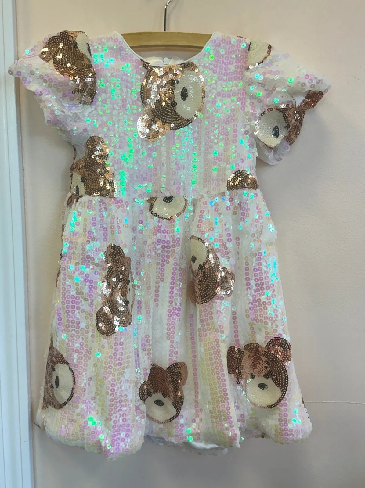 Lola and The Boys Girls Sequin Bear Dress