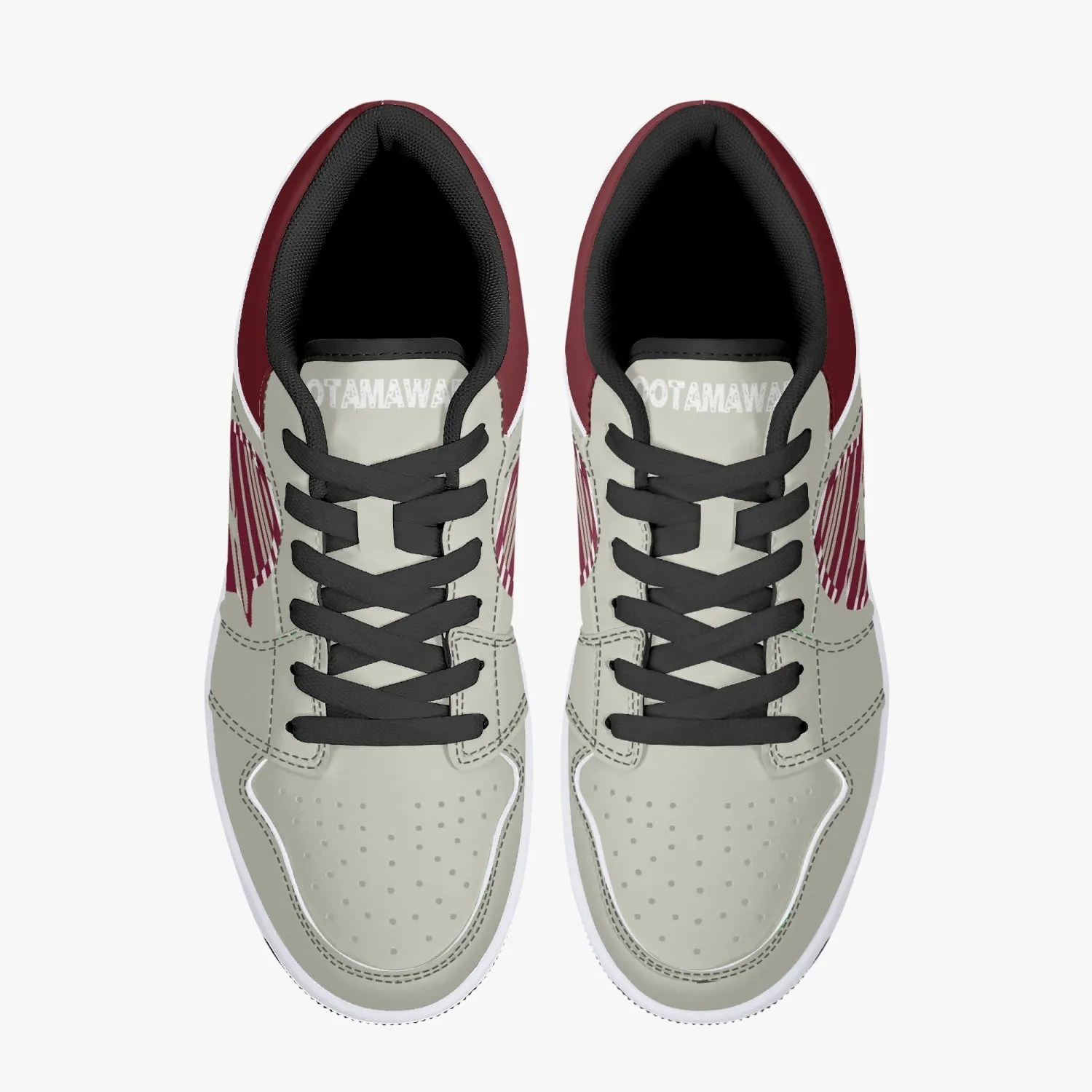 Low-Top Leather Sneakers - Beige/Tinto