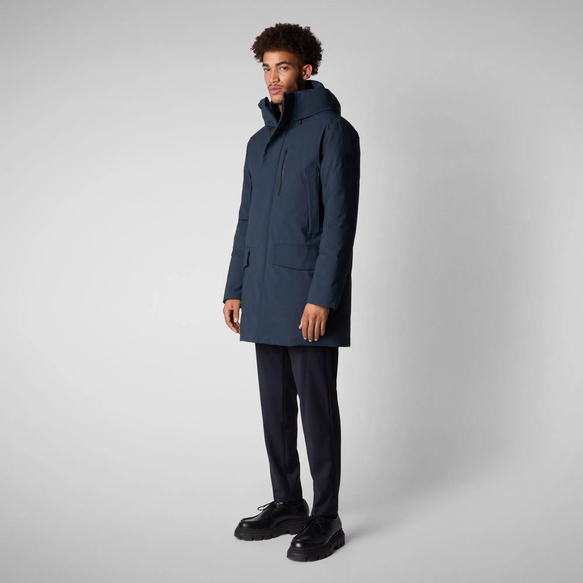 Man's hooded parka Daucus in blue black