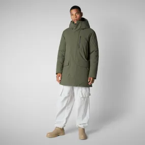 Man's hooded parka Daucus in laurel green