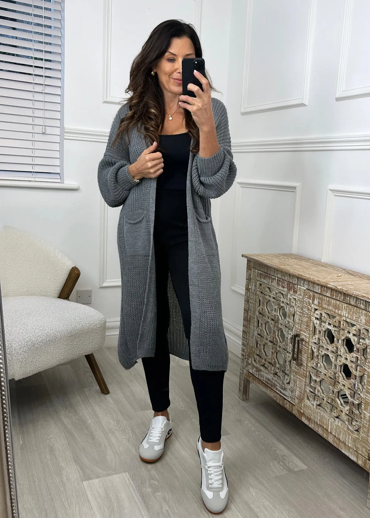 Margaret Dark Grey Longline Cardigan