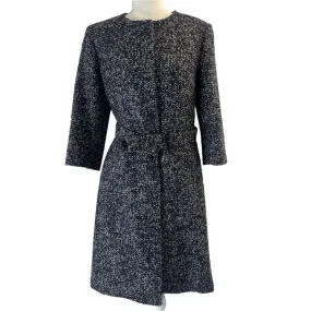 Max Mara Navy & Grey Tweed Wool & Alpaca Coat S