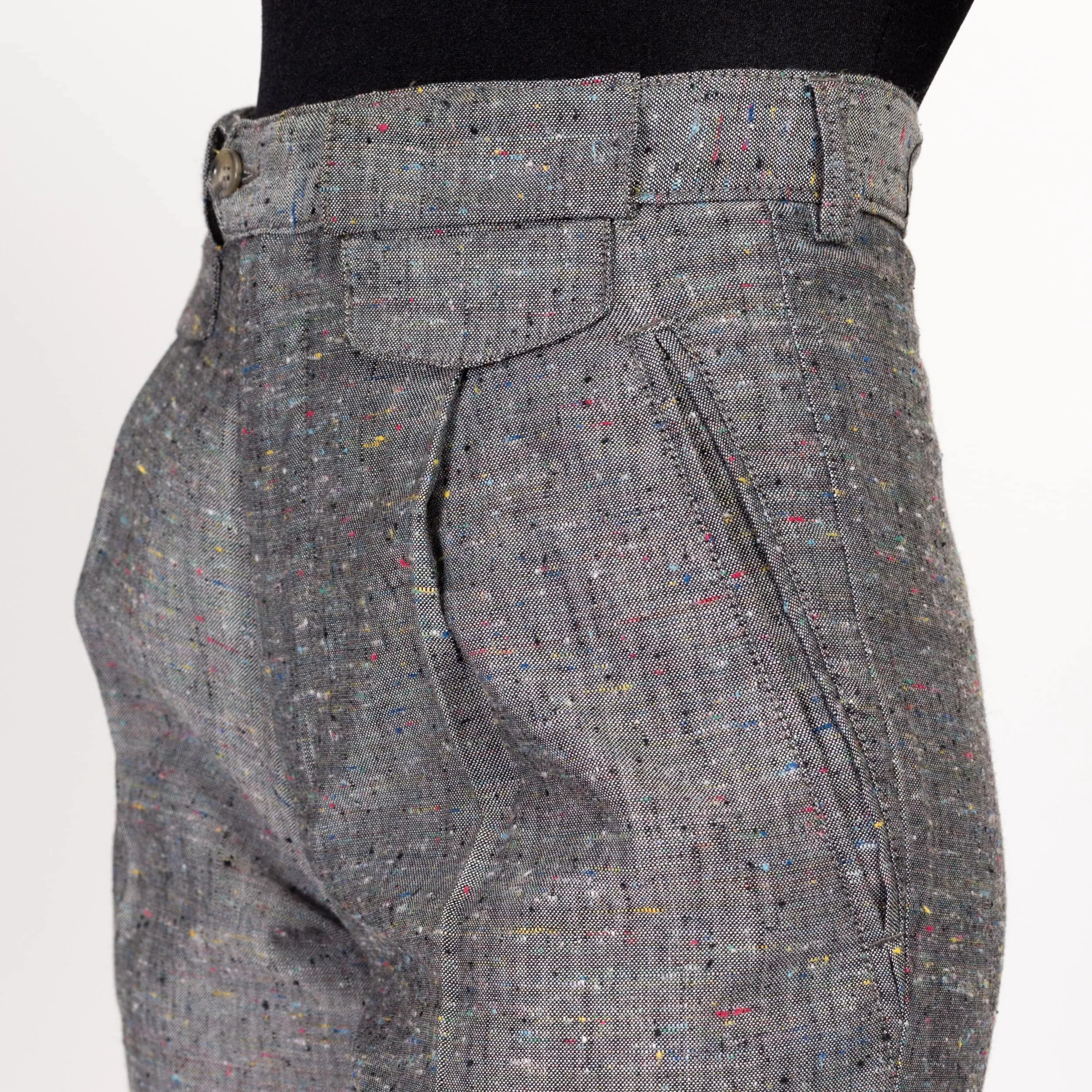 Medium 80s Grey Rainbow Flecked High Waisted Pants 27.5"