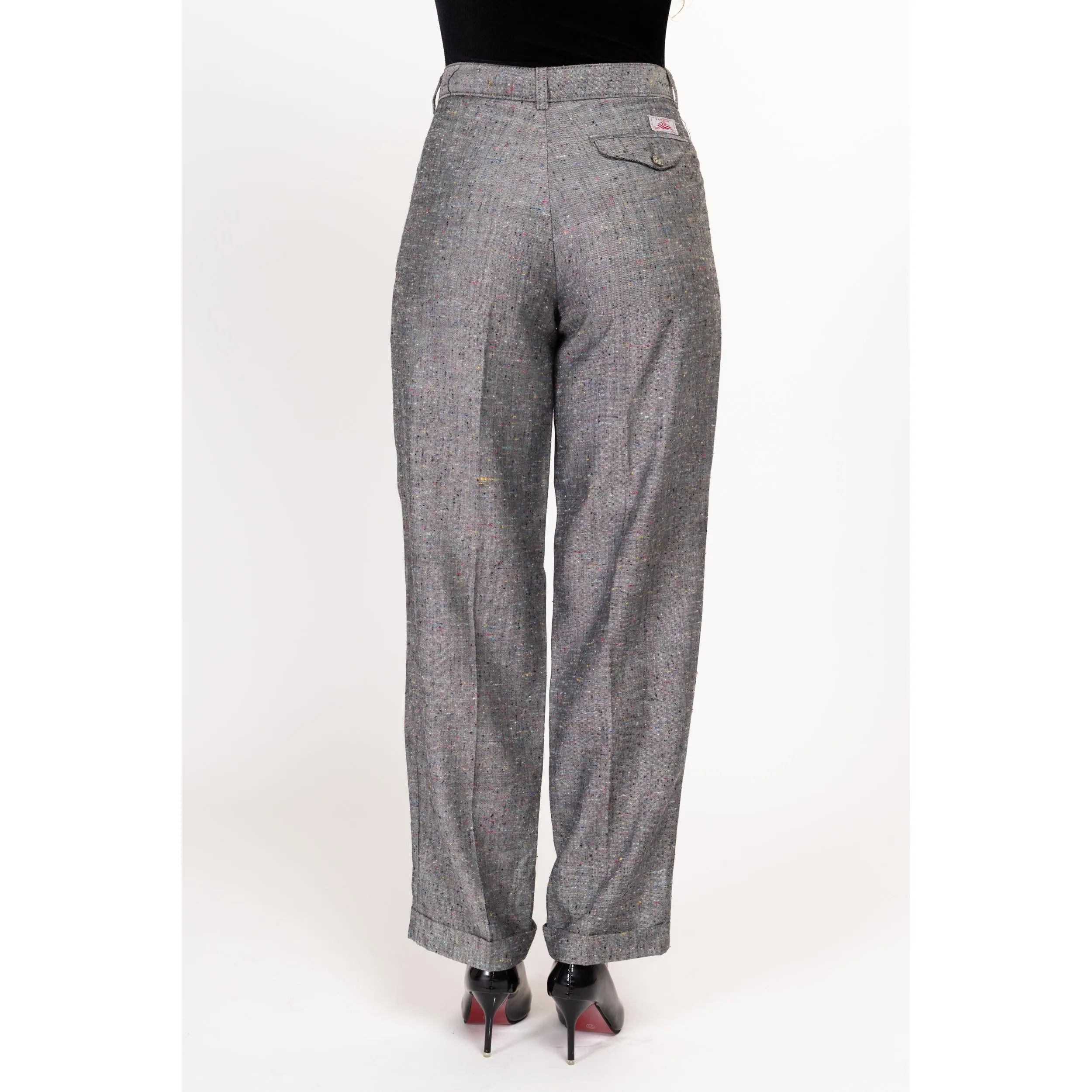 Medium 80s Grey Rainbow Flecked High Waisted Pants 27.5"