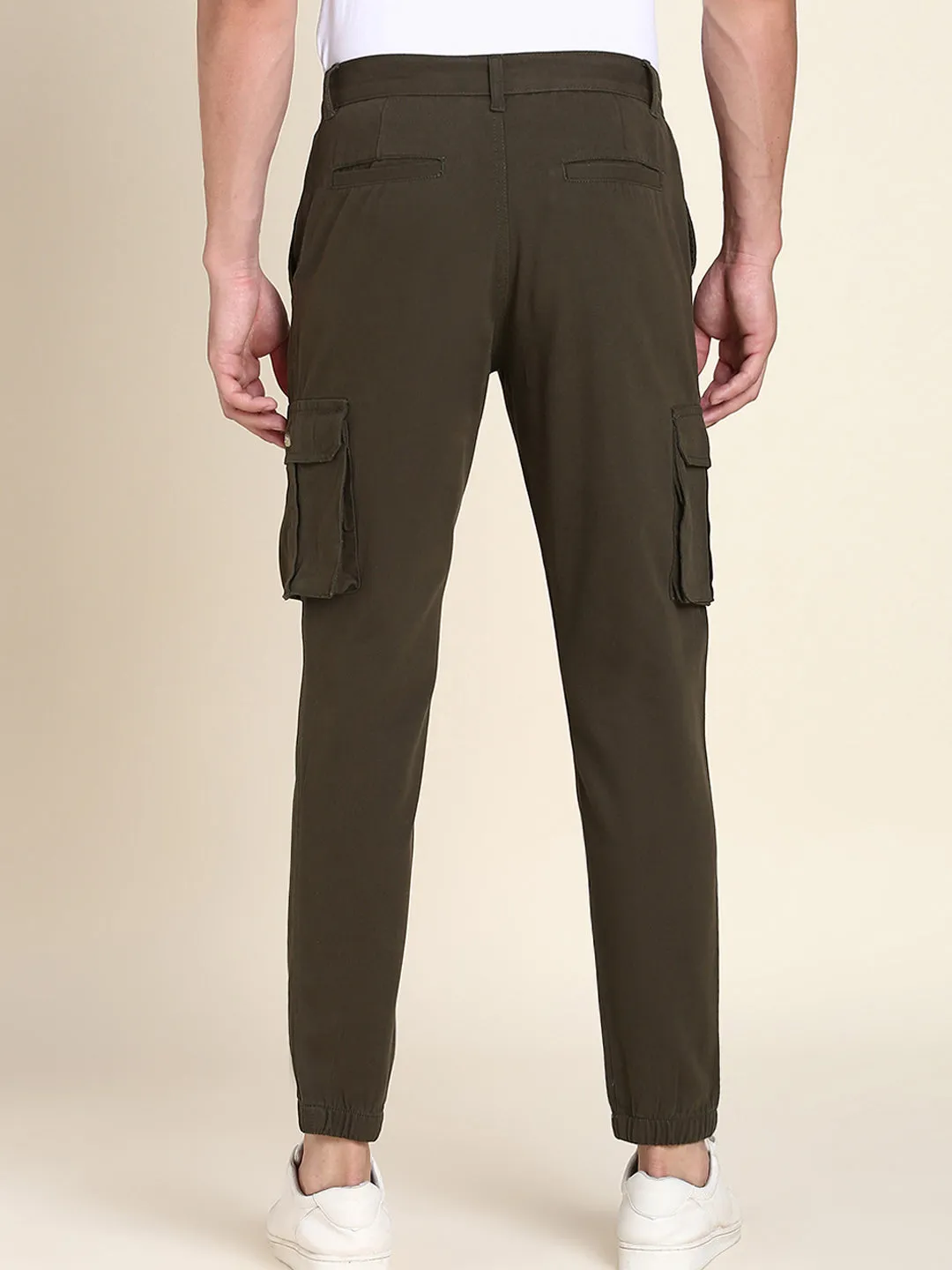 Men's Dark Olive Solid Cargo Jogger