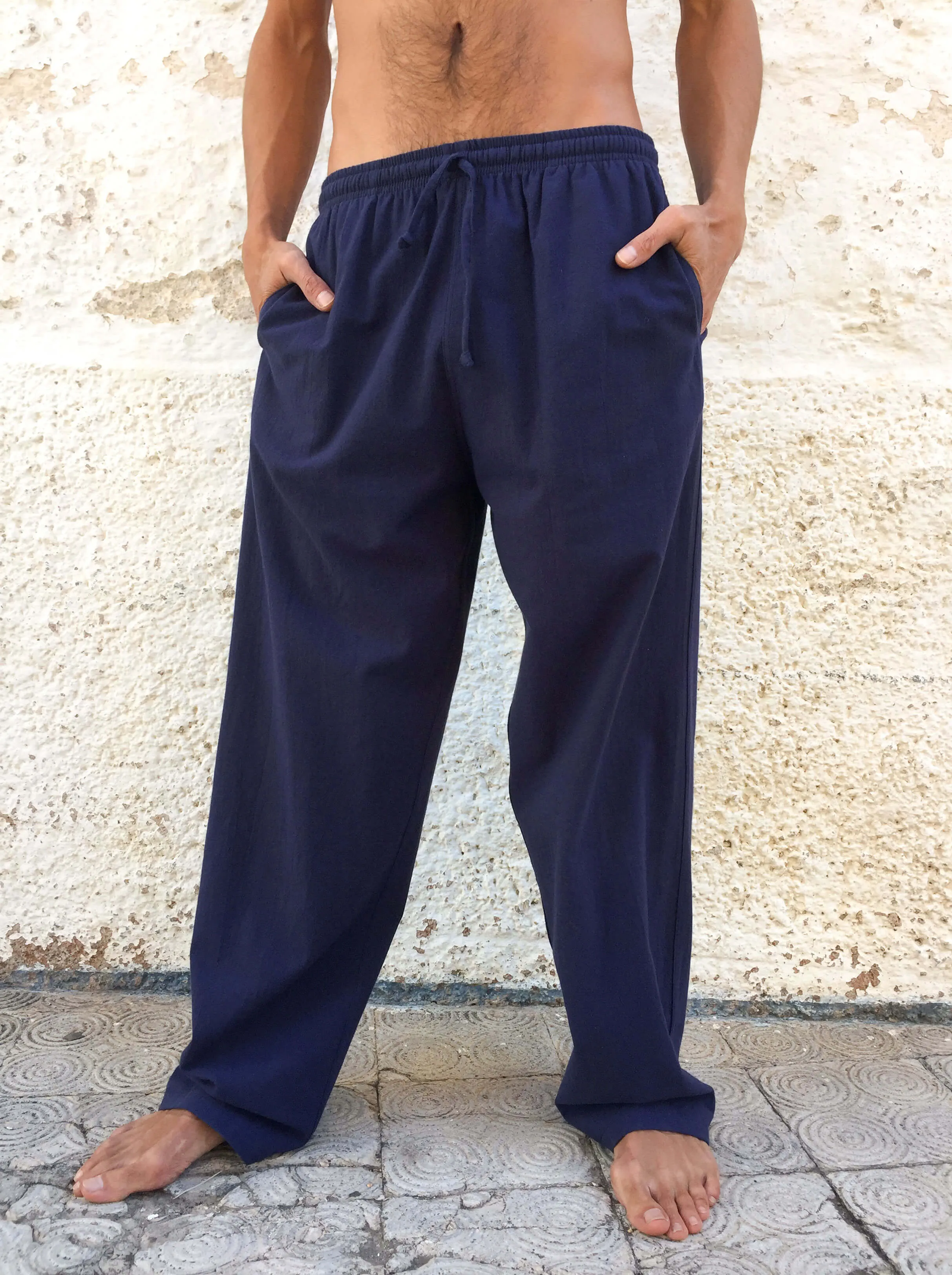 Midnight Blue Cotton Drawstring Pants