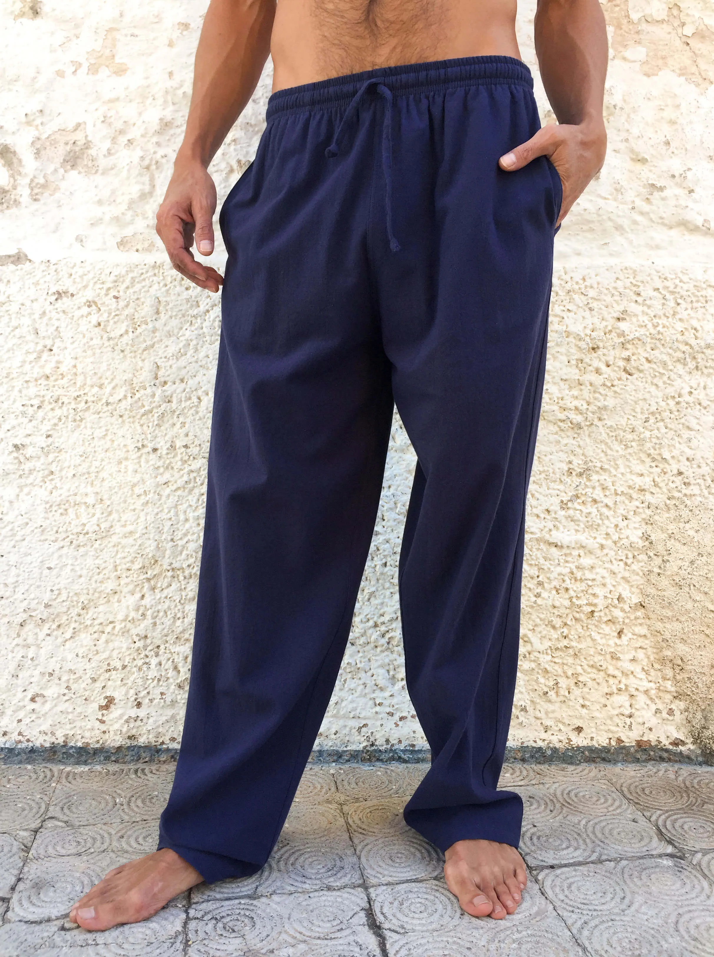 Midnight Blue Cotton Drawstring Pants