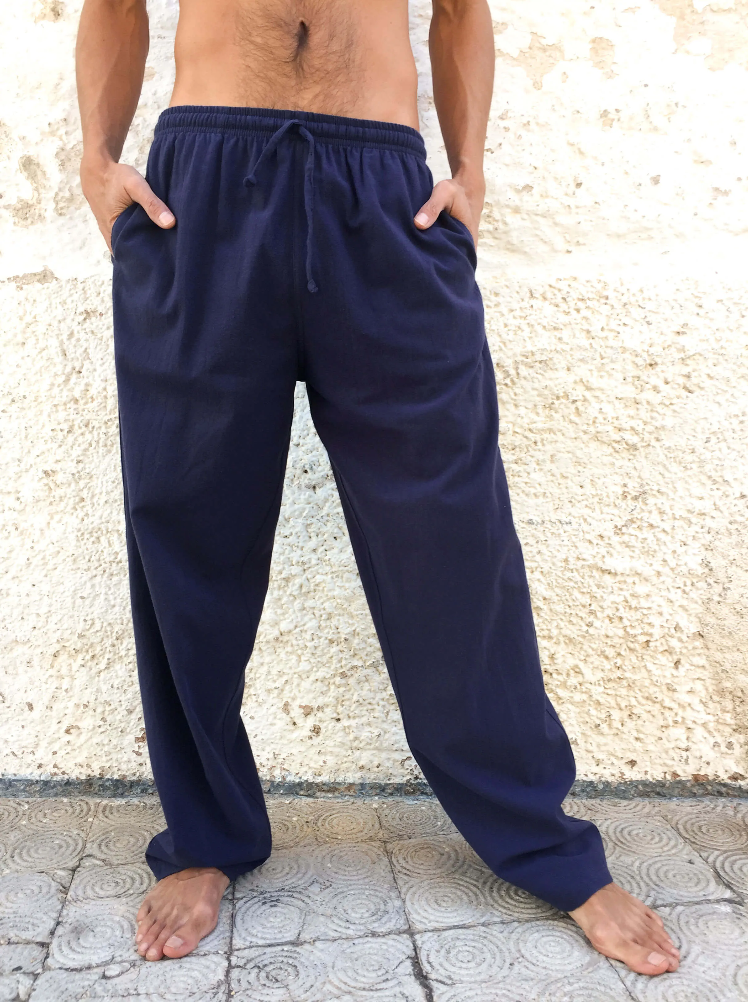 Midnight Blue Cotton Drawstring Pants