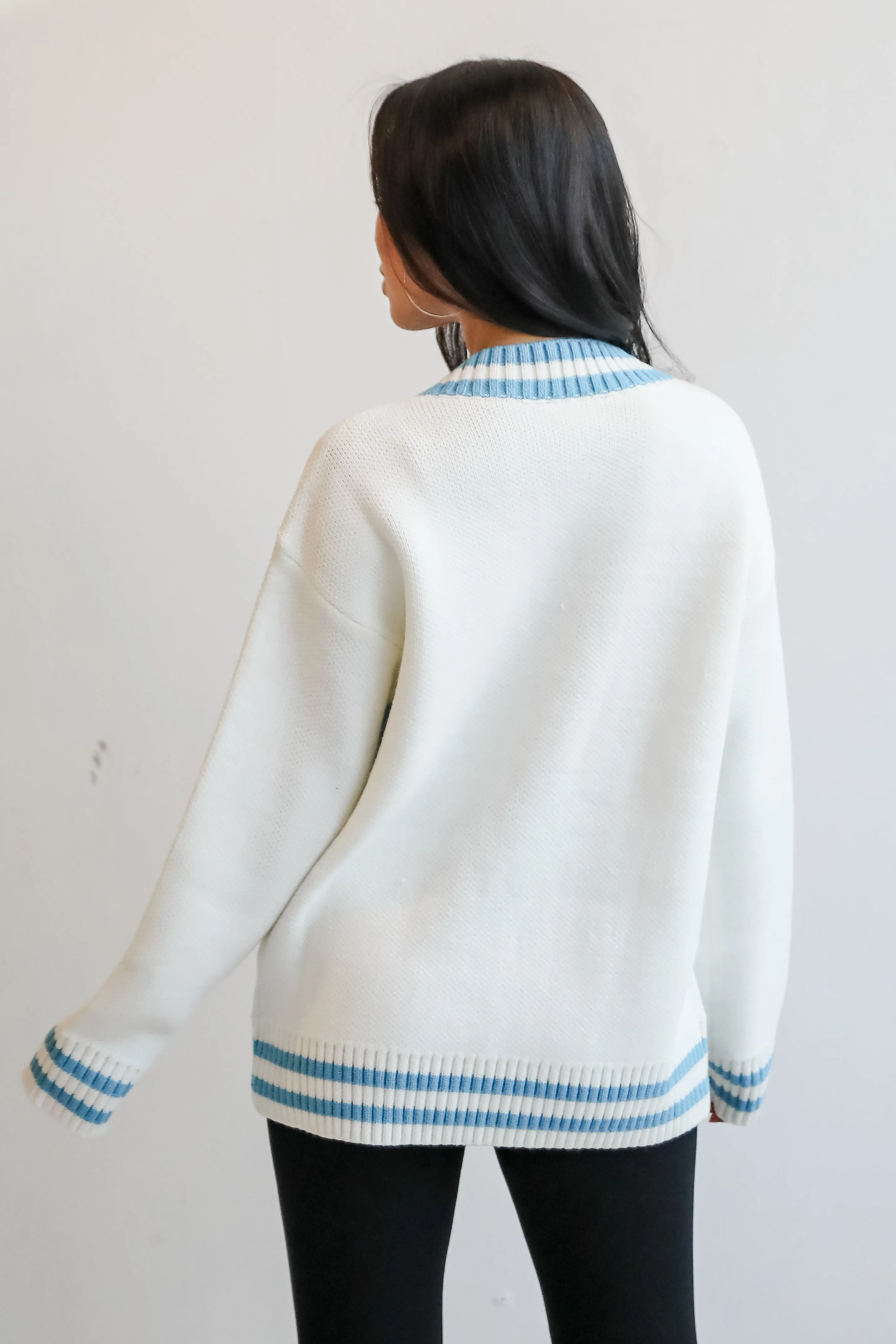 Moments Of Cozy Off White Ski Varsity Sweater