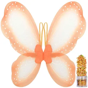 Monarch Butterfly Wings - Orange Fairy Wings with Chunky Glitter Set - FUNCREDIBLE