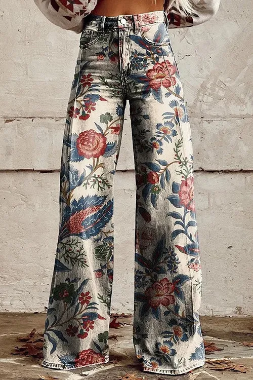 Moxidress High Waist Unique Print Wide Leg Pants