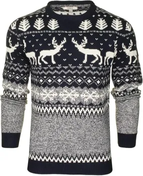 Nordic Reindeer Christmas Jumper - Black Ice