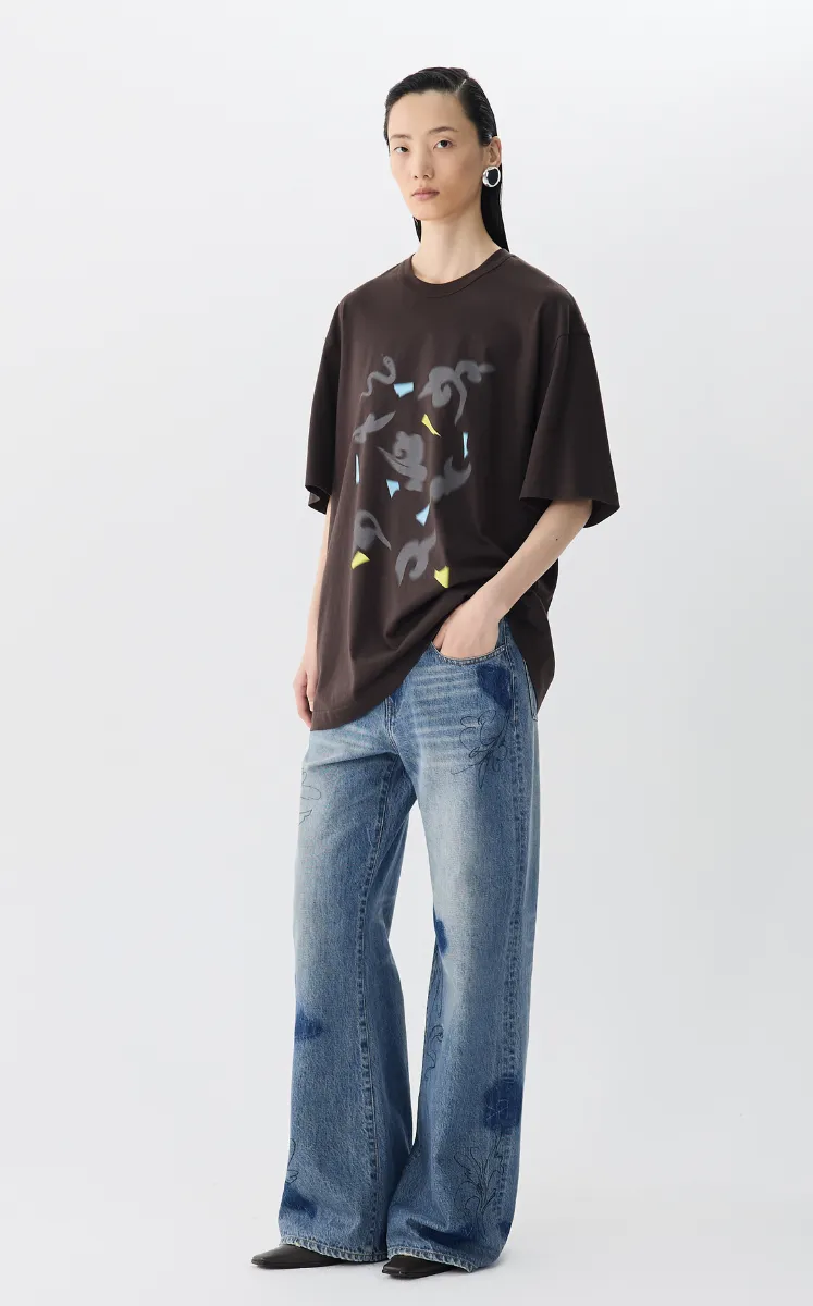 Pants / JNBY Eastern Floral Silhouette Straight-Leg Jeans