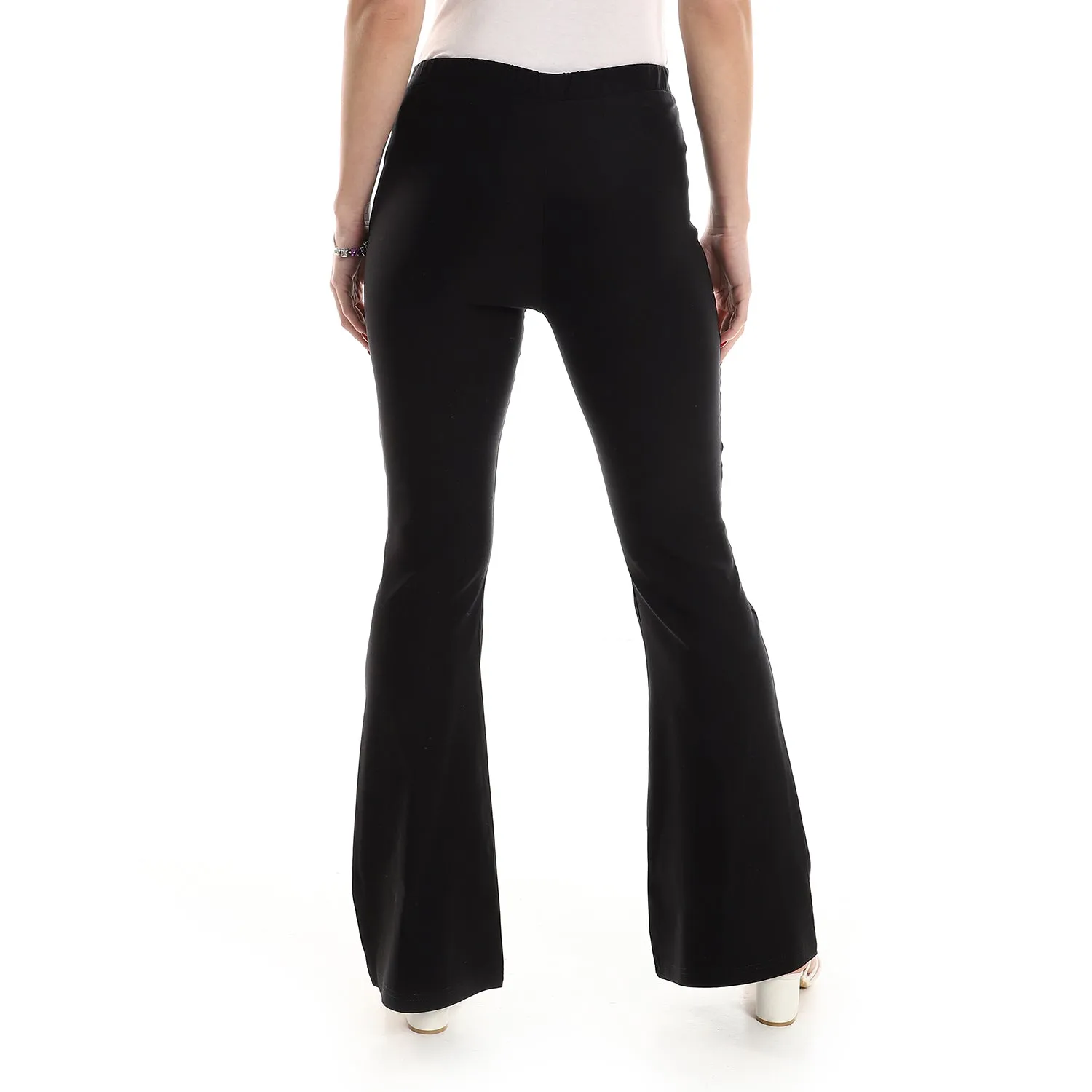 Pattern Elastic Waist Flare Pants - Kady