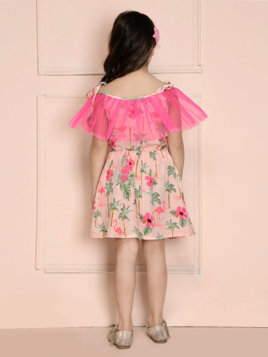 Pink Floral Frilled Strappy Dress