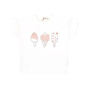 Pink  Ruffle Sleeves 3 Ice Cream Tee