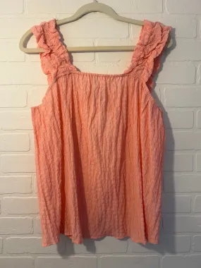 Pink Textured Square Neck Babydoll Top