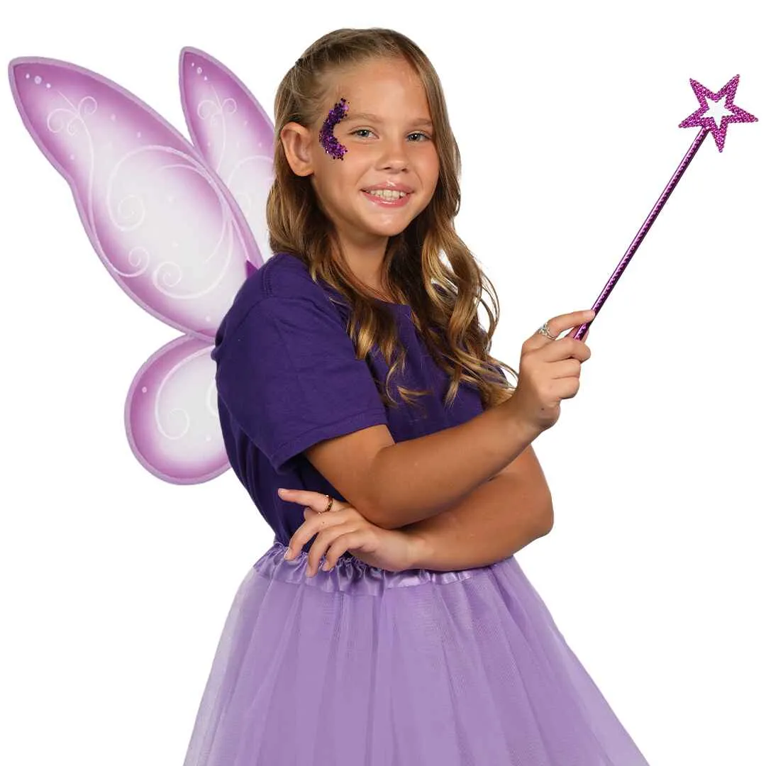 Purple Fairy Costume Accessories Set - Fairy Wings, Fairy Wand with Fairy Glitter - FUNCREDIBLE