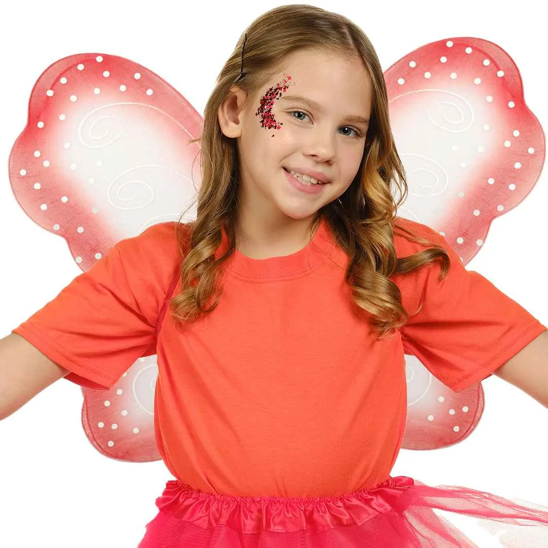 Red Butterfly Wings - Fairy Wings with Chunky Glitter Set - FUNCREDIBLE