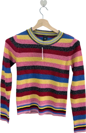 River Island Multi-Colour Striped RI Cocktail Loo Jumper UK 8