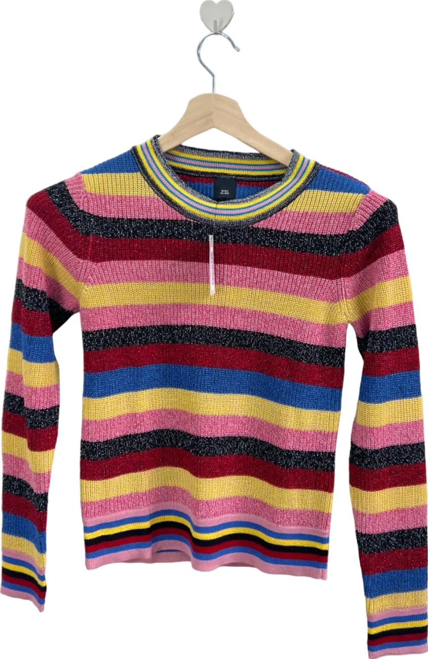 River Island Multi-Colour Striped RI Cocktail Loo Jumper UK 8