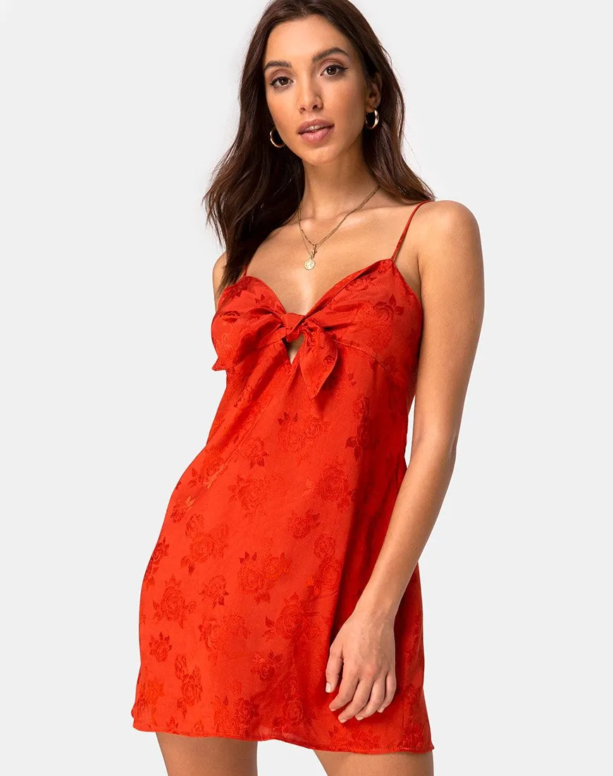 Roppan Slip Dress in Satin Rose Rust