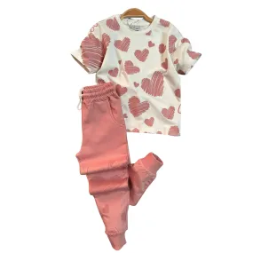 Scribble Hearts Girls Joggers Set